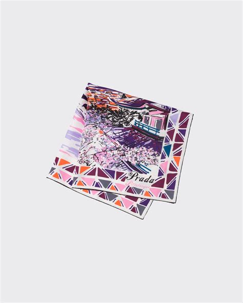 prada pitoresque|Pink Pittoresque Tokyo printed 90 silk foulard .